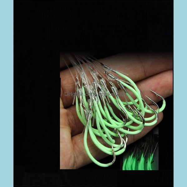 Sport all'aperto 12-30 # Ami da pesca in acciaio Pesca String Hook Luminoso con linea Spinato Affrontare Aessories Drop Delivery 2021 H4Pg3