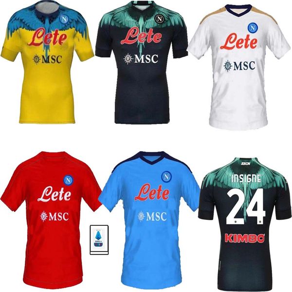 

21 22 napoli soccer jersey naples football shirt 2022 koulibaly camiseta de fÃºtbol insigne maradona maillot foot mertens camisa, Black;yellow