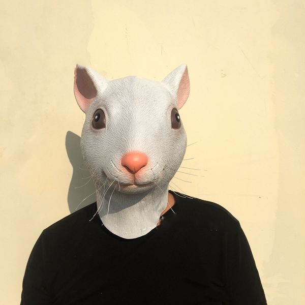 Engraçado realista rato rato látex máscara de cabeça cheia de halloween traje festa cosplay suporte donald masquerade vestido adultos presente