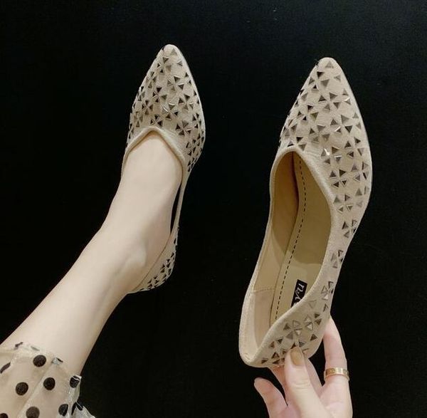

dress shoes fall 2021 suede soled soles women's drill pointed middle heel with narrow shallow halter strap slipper, Black