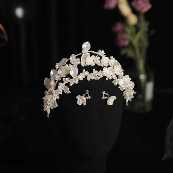 

hair clips & barrettes trendy white pearl crystal bride accessories wedding crown headband band headdress handmade, Golden;silver