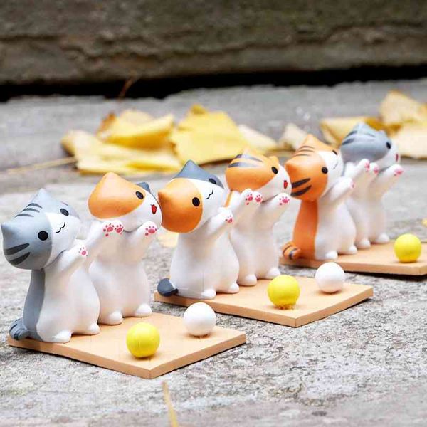 

cat bracket orange ornament deskcute cartoon mobile phone seat three flower gray cat blind box
