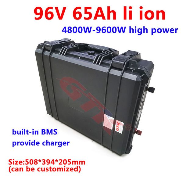 GTK Grande pacote de bateria de li íon de 96V 65AH com lítio BMS para 7000W 10KW alta potência elétrica triciclo trotinette fonte de alimentação + 10A carregador