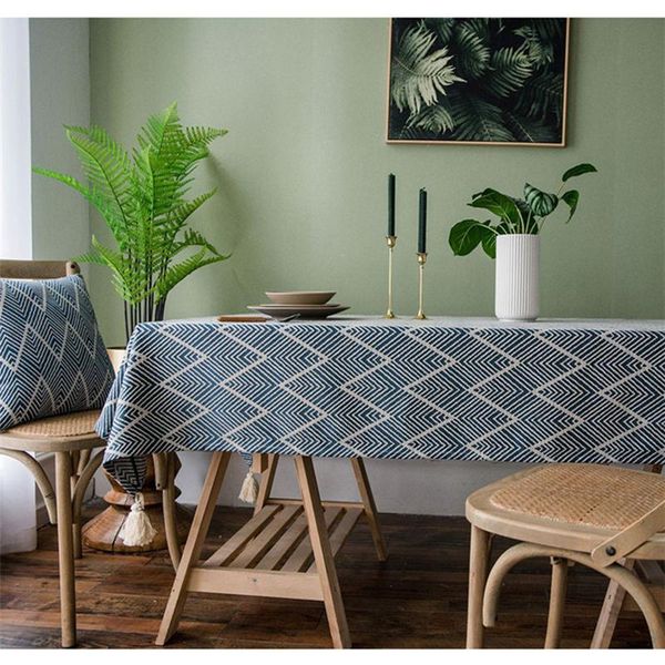 

table cloth home dining restaurant rectangular picnic herringbone pattern cotton knitted tassel classic tablecloth