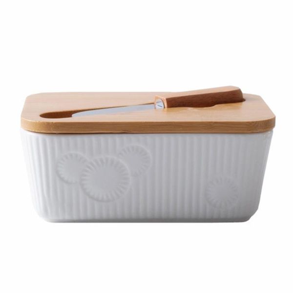 

dishes & plates banquet butter container creative relief pattern ceramics box with lid