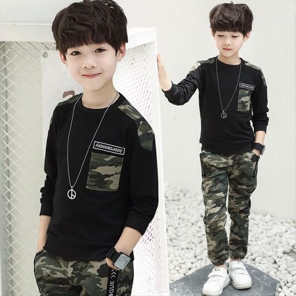 

boys clothing set children sets camouflage kids clothes boy suits for tracksuit 5 6 7 8 9 10 11 years, White