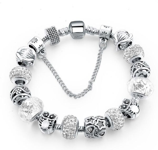 

owl bracelets&bangles for women heart diy bracelets charm crystal jewelry bracelet gc604, Golden;silver
