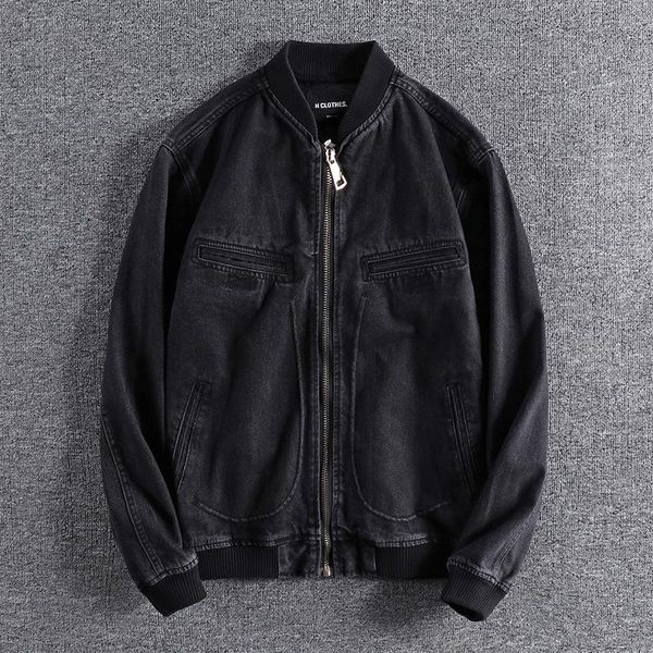 

men's jackets 2021 autumn simple micro elastic denim jacket fashion slim fit versatile european and american baseball 0534, Black;brown