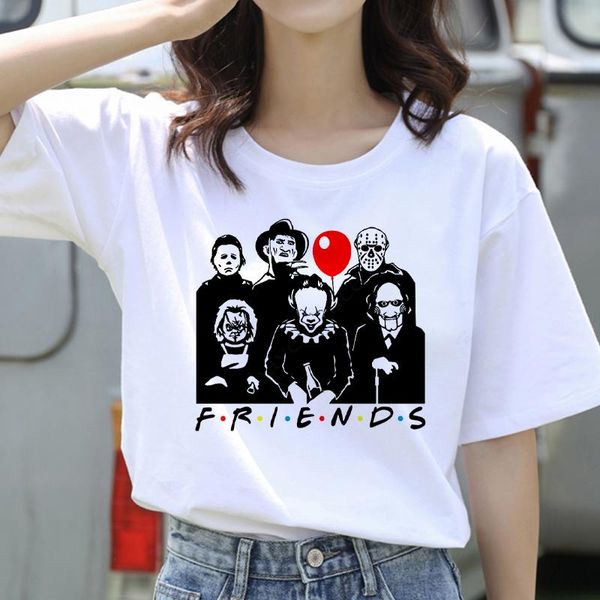 

women's t-shirt women t shirt friends graphic print summer short sleeve casual female tees oversized kawaii girls lady white