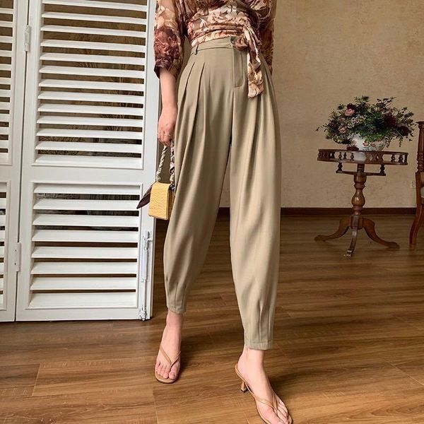 

autumn winter office lady wide leg pencil pants casual womens formal high waist trousers harem feet women's & capris, Black;white