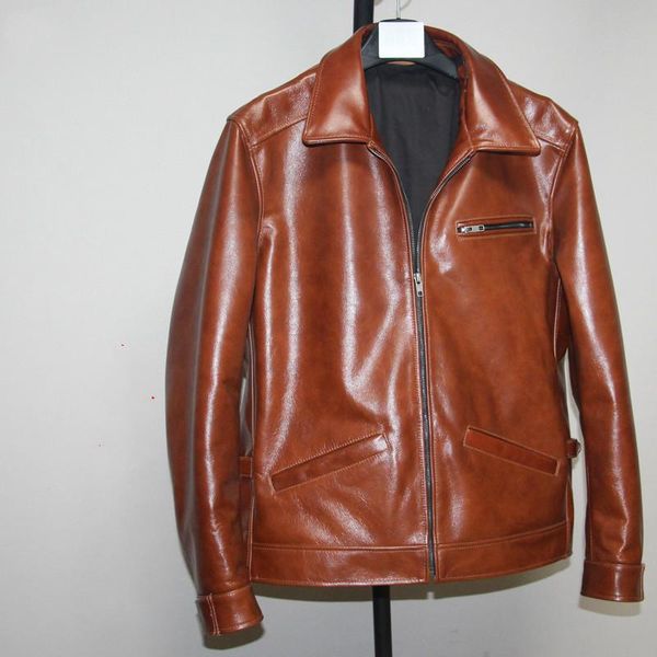 

men's leather & faux cowhide coat genuine jacket men short 100% real cow jackets autumn veste en cuir homme 2021 l-c-5 kj2711, Black