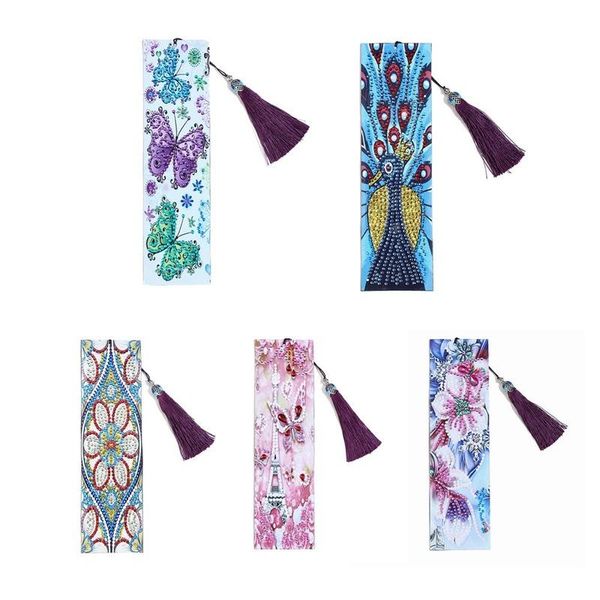 

bookmark diamond painting exquisite leather bookmarks tassel special shaped embroidery craft decoration