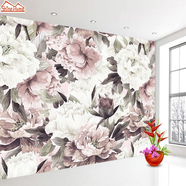 Retro Rose 3D Papelinha de Parede para Sala de Living Papers Casa Decoração Papel Papel de Parede Rolls Papel Floral de Parede
