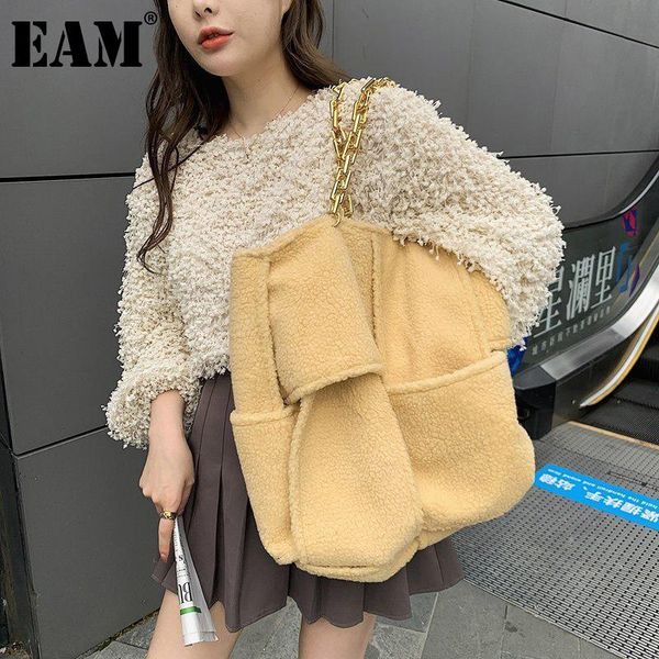 

evening bags [eam] women large capacity thick chains fluffy bag personality all-match crossbody shoulder fashion tide 2021 18a3773