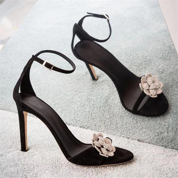 

black women sandals flower crystal high heels wedding dress shoes woman gladiator sandal pumps ladies