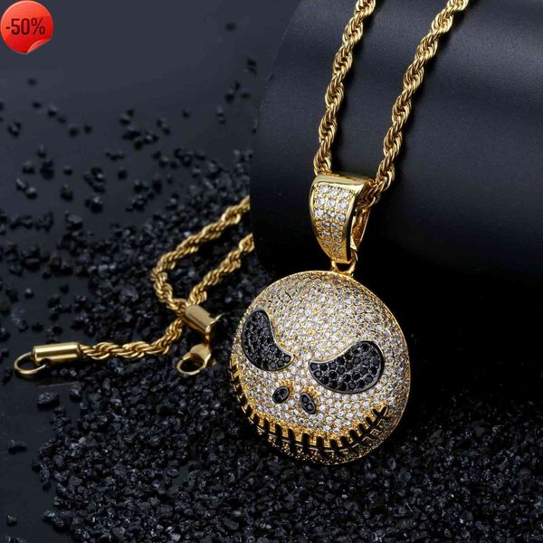

jack skellington cartoon pendant trendsetter hip hop micro set zircon necklace accessories, Silver