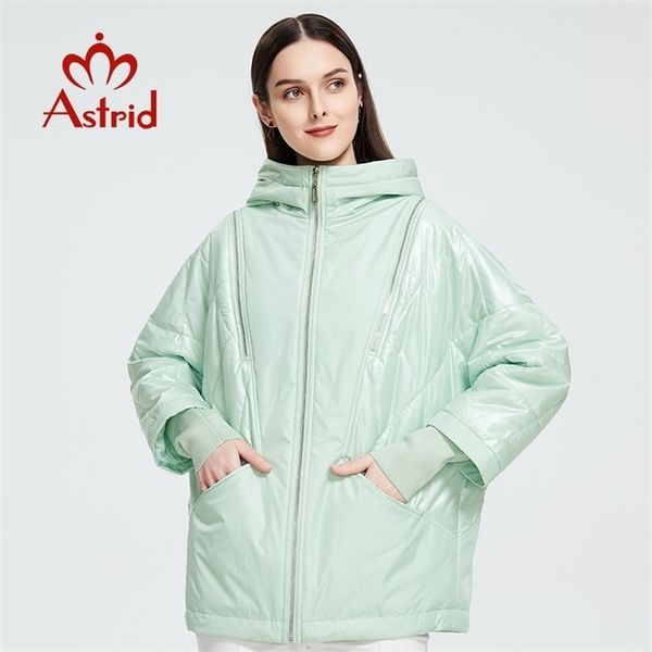 Astrid Primavera Outono Mulheres Fina Casaco de Algodão Windproof With Hood Zipper Casaco Mulheres Parkas Outerwear Am-8734 211011