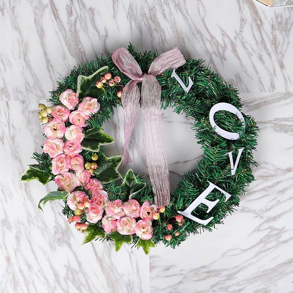 

wreaths artificial flower rose bud vine circle home decor decorative wreath wedding family party wall hanging flowers &
