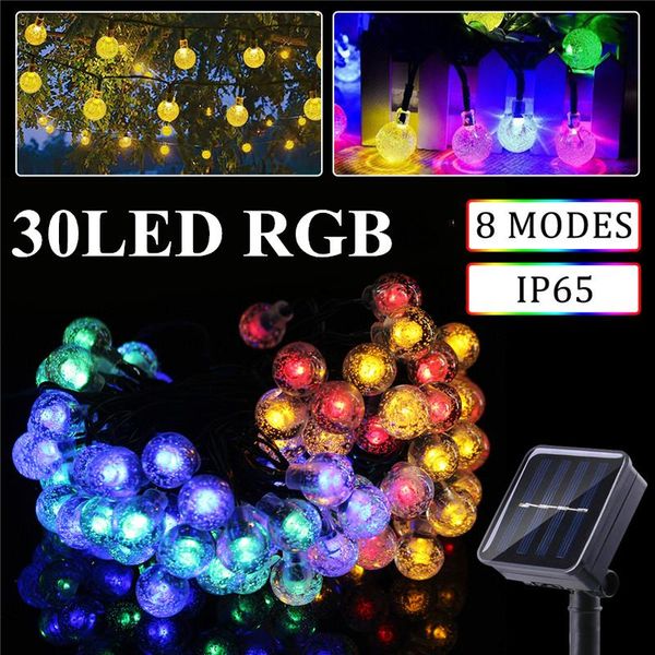 

strings 6.5m holiday lighting outdoor solar powered 30 led bulb string light garden christmas wedding lamp