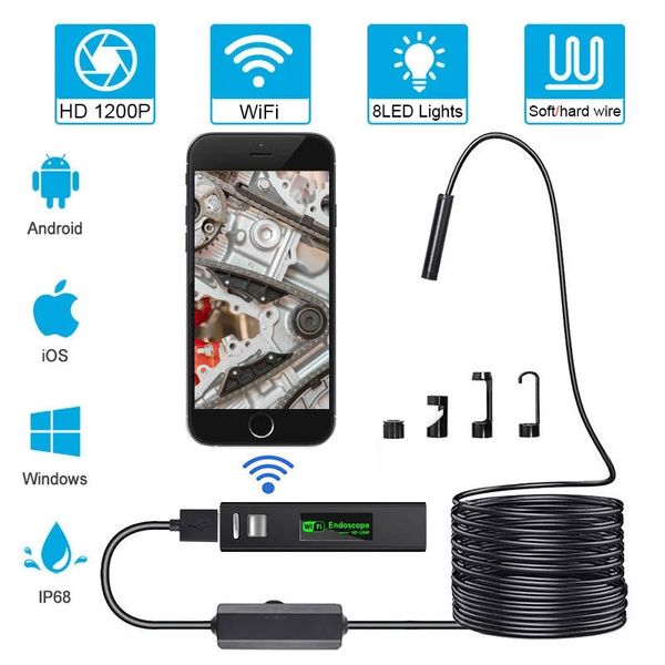 WiFi Endoscope мини-камера HD 1200P линзы фильтры водонепроницаемый телефон рисунок для записи видео для подводного кондиционера канализационного отверстия потолочный аппарат ремонт