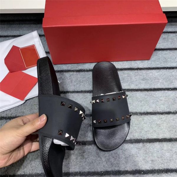 

mens womens slipper laser summer sandals beach slides slippers ladies sandali bathroom da donna shoes classic brown print flower with box, Black