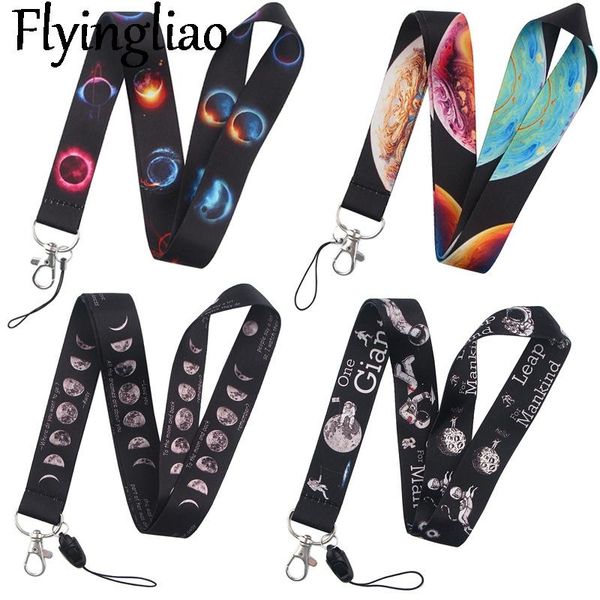 

moon landing phase of planet art key chain webbings ribbons neck strap for phone keys id card cartoon lanyards decorations cell straps & cha