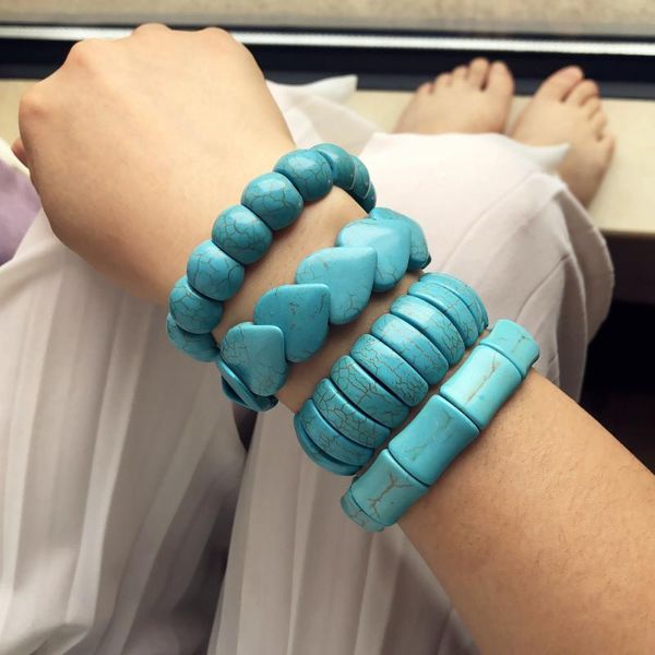 

bangle ethnic style turquoise handmade women beach vacation elastic beaded bracelets, Black