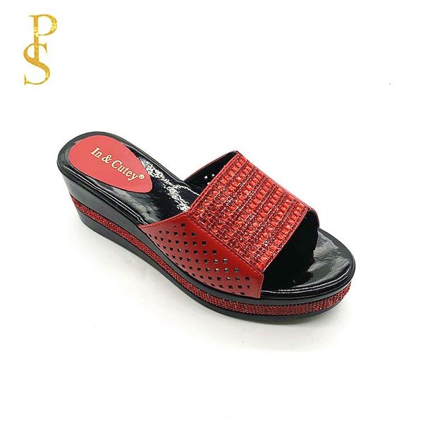 

summer african ladies' casual thick flat slippers, Black