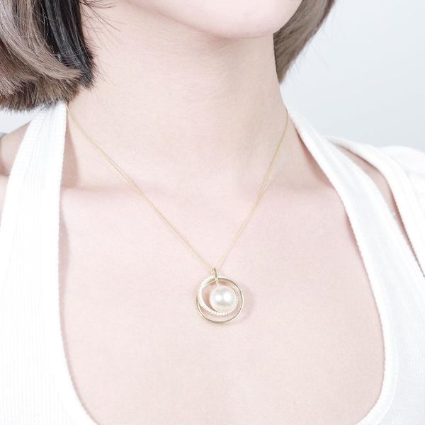 

chains spring european and american necklace fashion temperament pearl zircon pendant women's round personality, Silver