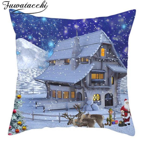 

cushion/decorative pillow fuwatacchi christmas cushion cover santa claus pillowcase double side elk snowman pattern home sofa decor throw