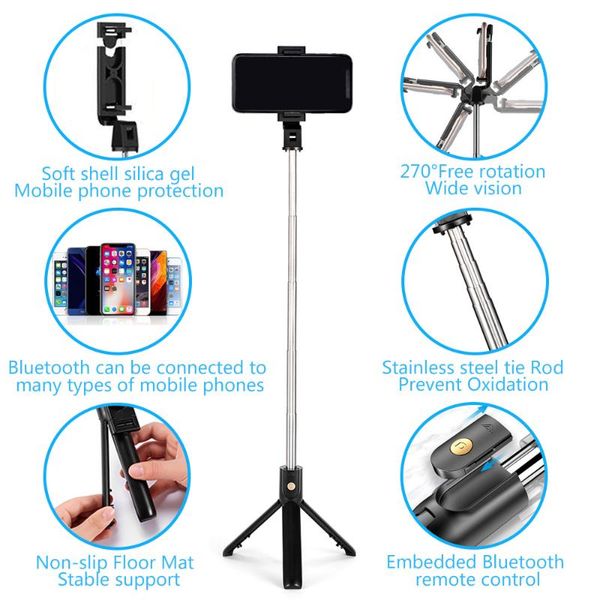 

extendable bluetooth selfie stick with wireless remote compatible , samsung galaxy huawei tripod, monopods
