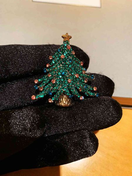

di family d caibao christmas tree brooch micro inlaid s925 sier, Golden