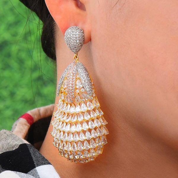 

dangle & chandelier godki luxury pineapple earrings for women cubic zircon wedding bridal nigerian pendientes mujer moda 2021 bijoux femme, Silver