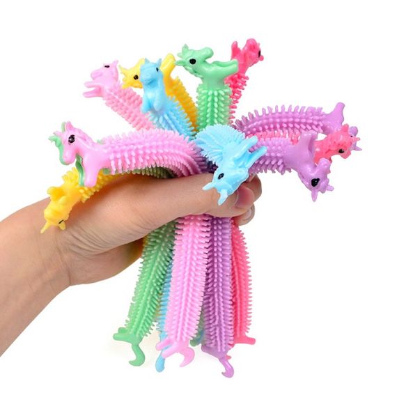 

100pack creative fidget toy party favor sensory decompression noodles rope shape stress reliever caterpillar unicorn noodle ropes anxiety re