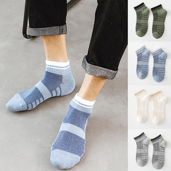 

men's socks fashion man breathable sports solid color boat comfortable short mesh thin ankle floral cotton, Black