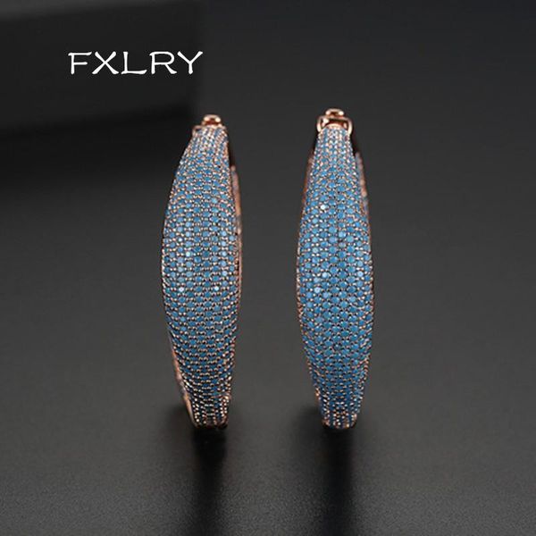 

hoop & huggie fxlry retro europe and the united states rose gold micro inlaid zircon exaggerated blue earrings bridal wedding j, Golden;silver