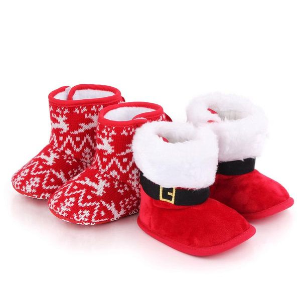 

boots born baby girls snow winter infant toddler soft sole anti-slip warm crib booties shoes christmas kid sneakers, Black;grey
