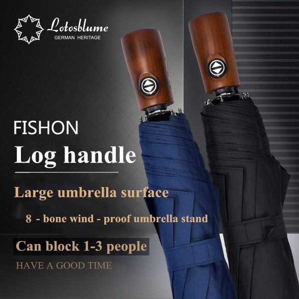 

umbrellas three fold fully automatic wind resistance business men outdoor large umbrella surface 2 color pongee cloth