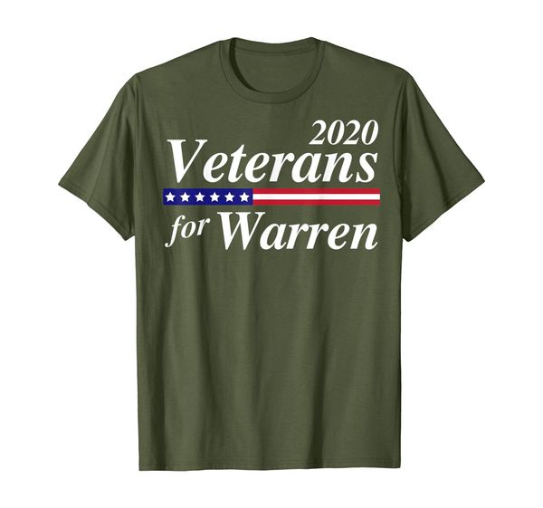 

veterans for elizabeth warren 2020 presidential campaign t-shirt, White;black