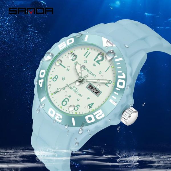 

wristwatches sanda fashion women watch casual silicone waterproof quartz watches female gift for clock relogio feminino p1053, Slivery;brown