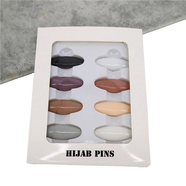

scarves 8pcs/lot hijab pins muslim safety box pack headscarf shawl scarf brooch plastic buckle accessories, Blue;gray