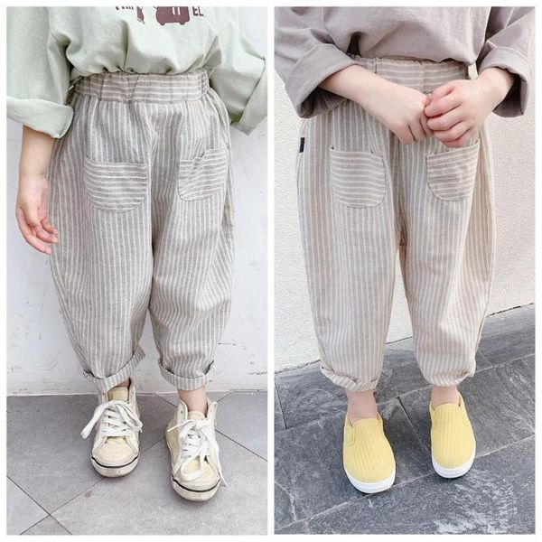 

soft casual boys girls pants kids cotton trousers long children summer autumn spring 2021 pocket high quality, Blue