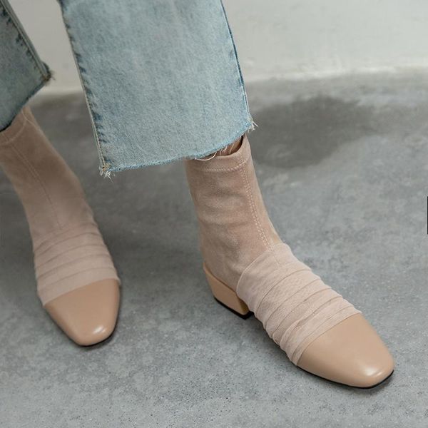 

boots 2021 autumn and winter mesh korean version of the original slimming, Black