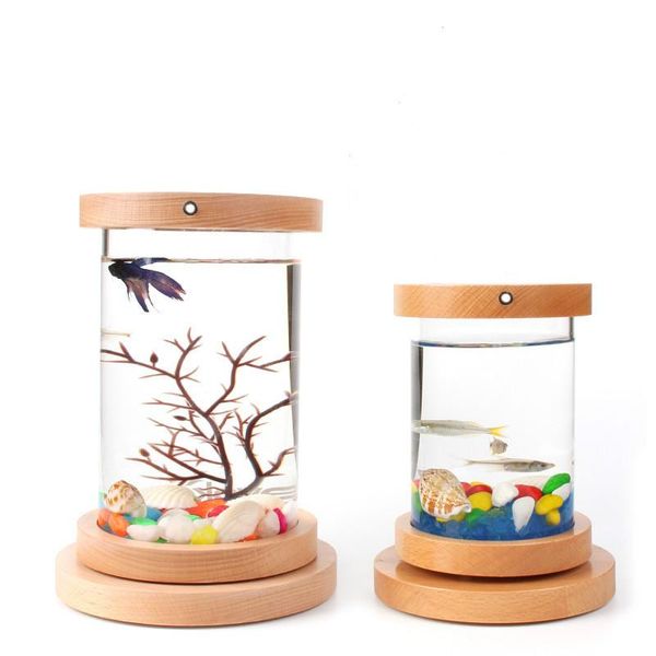 

aquariums 1pcs deskecology bottle creative gift office microscape cylinder rotation fish tanks aquarium tank arrival