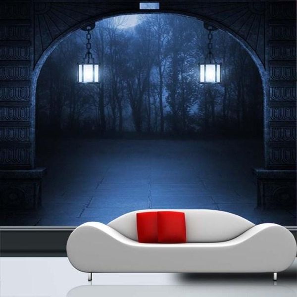 

wallpapers drop custom po halloween theme wallpaper horror dark mystery scary entrance aisle corridor hallway mural