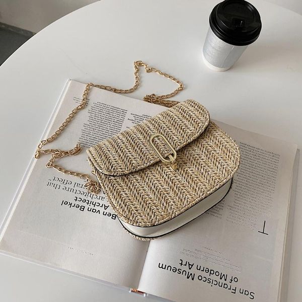 

cross body women saddle bags ladies handbags soft pu leather straw woven patchwork designs fashion designed girls small shoulder bag