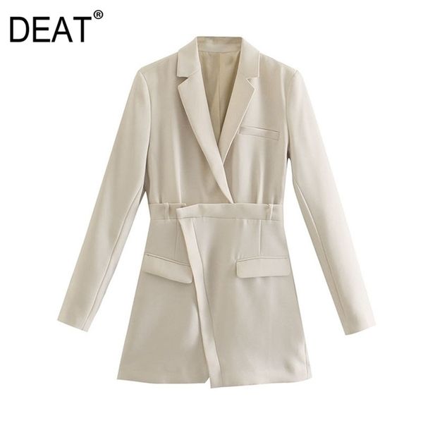

[deat] spring fashion v-neck high waist long sleeve solid color temperament casual dress women 13c863 210527, Black;gray