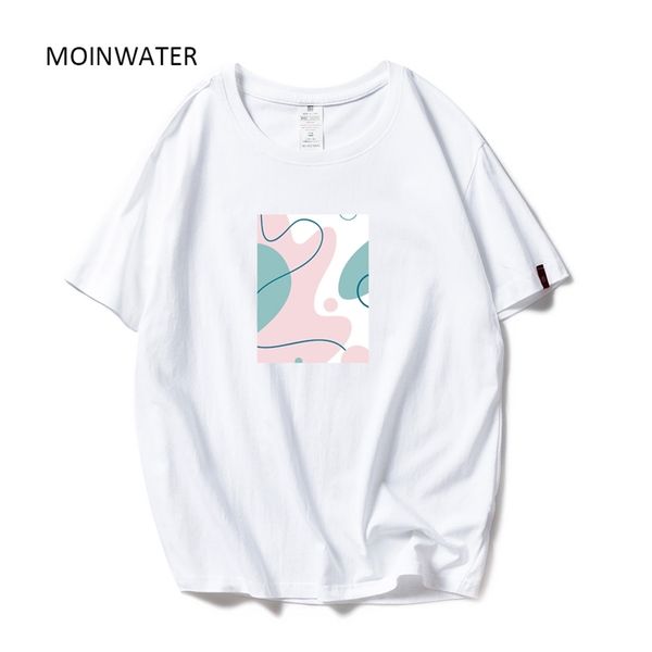 

moinwater geometric print new women fashion t shirts female cotton white black lady high street casual tees mt20060 210401