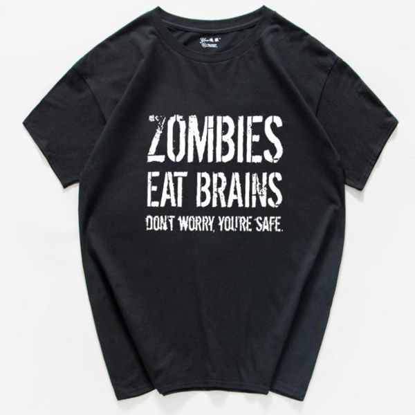 

men's t-shirts zombies eat brains printed summer casual funny t shirt for men sportwear t-shirt harajuku eu size 100% cotton, White;black