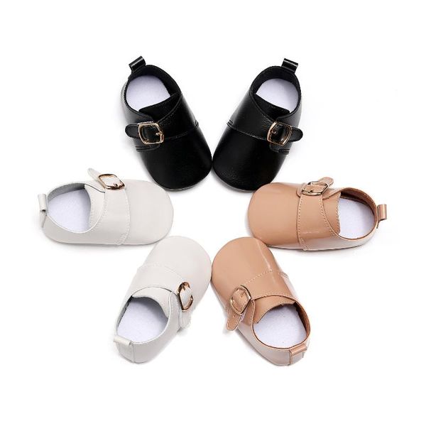 

baby girl boys causal first walkers shoes solid leather flat heel with buckle strap